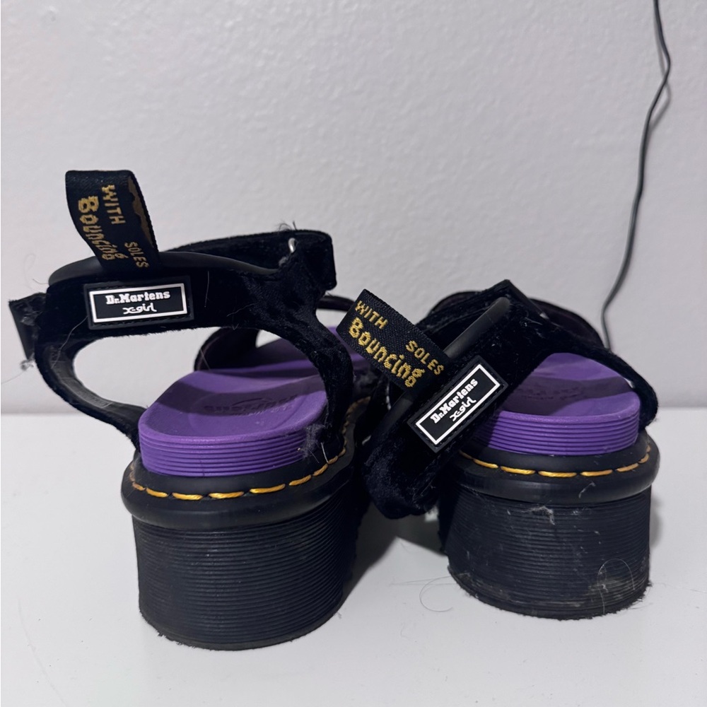 Black and Purple Platform Doc Marten X-Girl Sandals - Picture 2 of 5